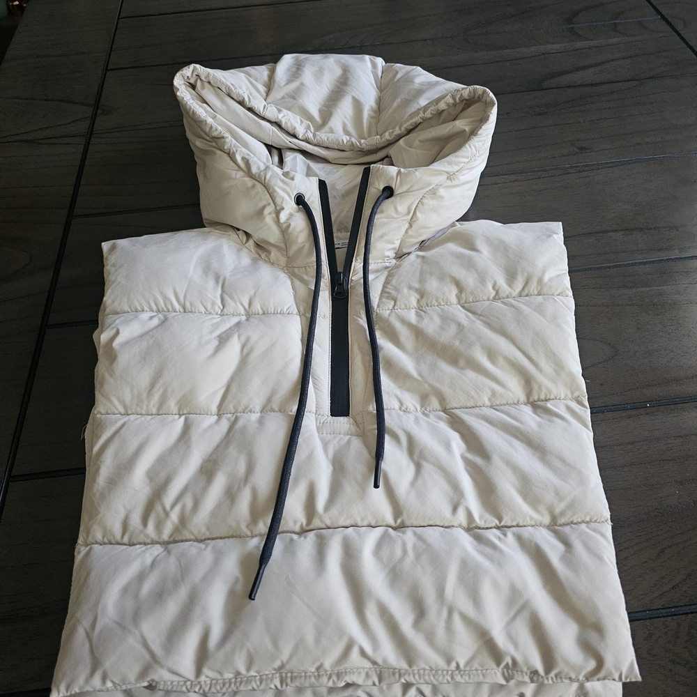 Zara Off-White Quilted Hooded Collar
